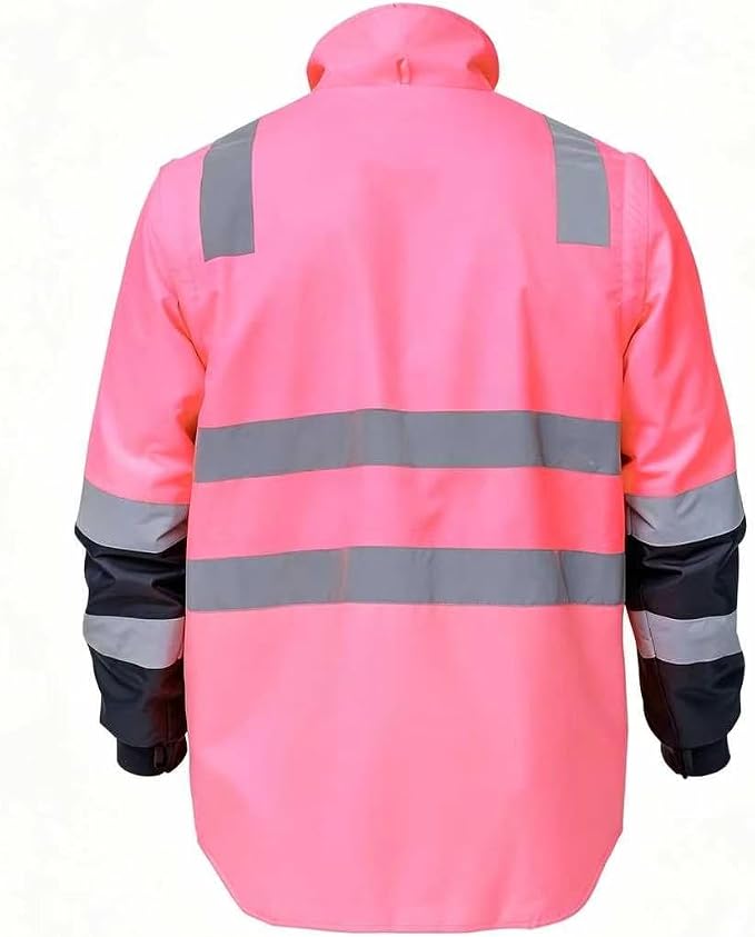 SMASYS Safety High Visibility Oxford Double Thick Reflective Jacket, ANSI Class 3, Construction Protective Work Wear