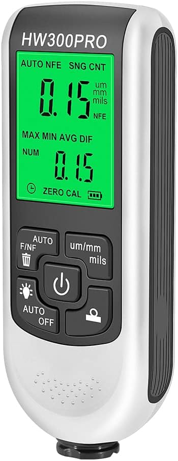 EMVANV Paint Thickness Gauge, Digital Meter Probe Paint Thickness Gauge Zero Calibration Digital Display Car Coating LCD(White)