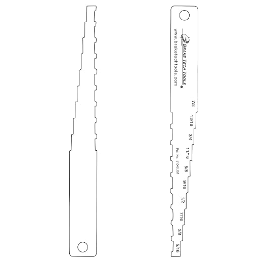 Made in America Brake Lining Measuring Tool Brake Gauge Technicians Gauge Designed for Vehicle Maintenance Inspection, Labeled in 16ths - BT-1032T16