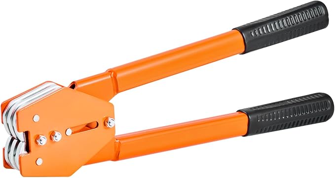 VEVOR Banding Strapping Kit, Heavy Duty Banding Sealer Tool with 1000 ft Length PET Band, 300 Metal Seals, Plastic Manual Pallet Packaging Strapping Kit for Warehouse/Shipping/Moving/Home, Orange