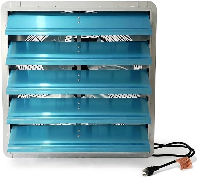 Shutter Exhaust Fan, 1000 CFM High Speed Wall Mounted Ventilation