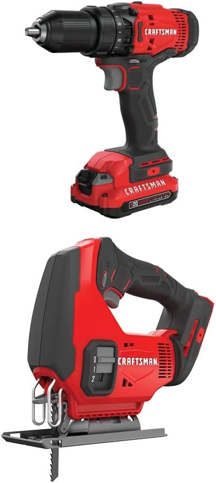 CRAFTSMAN V20 Cordless Drill/Driver Kit with Jig Saw (CMCD700C1 & CMCS600B)