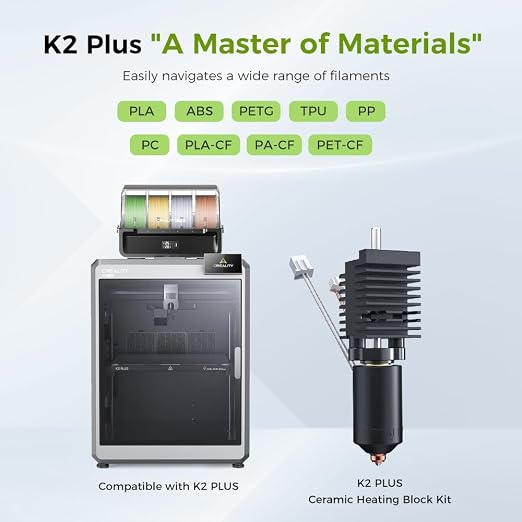 Creality K2 Plus Ceramic Heating Block Kit, K2 Plus Hotend Upgrades Kit, Unicorn Quick-swap Nozzle Kit, 350°C High Temperature Resistance, All-Metal Integrated Design for Creality K2P Combo