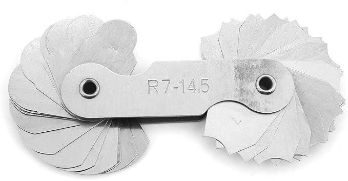 Radius Gauge Set ,4pcs Stainless Steel Radius Fillet Gauge Measuring Tool R0.3-1.5/ R1-6.5/ R7-14.5/ R15-25