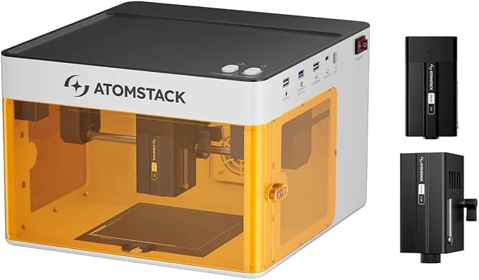 Atomstack P1 5W Compact Desktop Laser Engraver & Cutter, Fully Enclosed Portable Machine with Free App, 110×110mm Work Area for Wood, Leather & Metal Marking