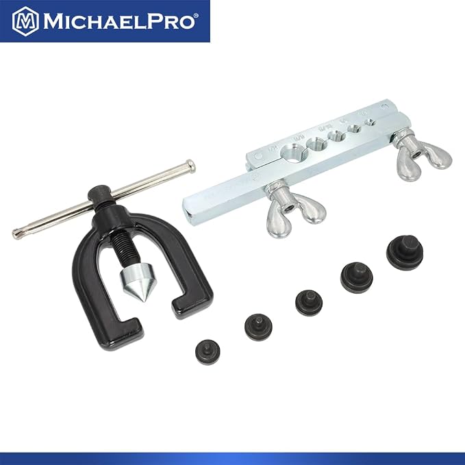 MichaelPro MP009090 Single and Double Flaring Tool Kit with Extra Adapters- Use on Aluminum, Copper, Soft Steel Brake Line and Brass Tubing