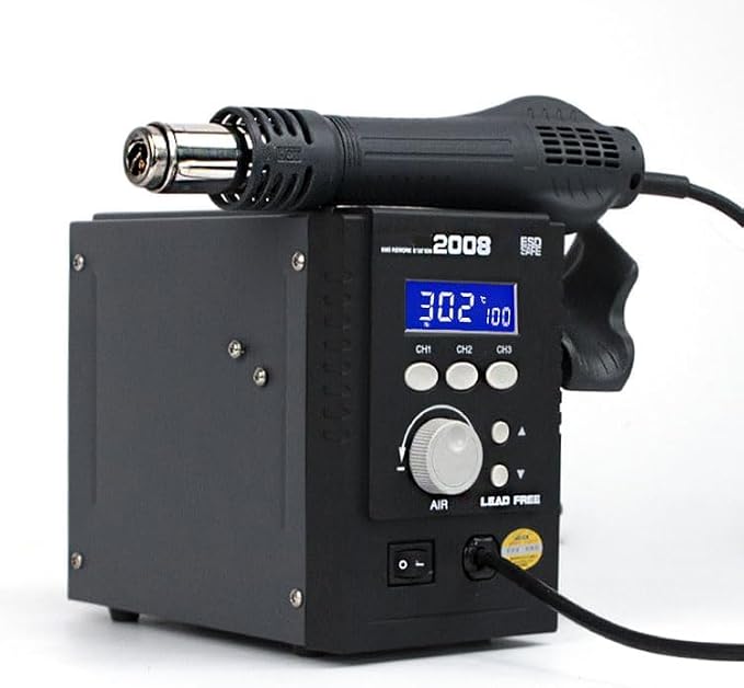 QUICK rework station, QUICK 2008 desoldering station hot air gun | Spiral wind,Brushless fan,fine soldering station kit,Accurate temperature control,ESD safe,motherboard maintenance,859D+