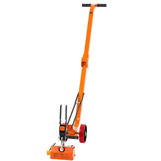 VEVOR Magnetic Lid Lifter Dolly, 1320 lbs Pulling Capacity, Steel Dolly with Heavy Duty Magnet Lift and 2 Wheels, Adjustable Handle, N42 Neodymium, Foldable and Portable, for Lifting Manhole Covers