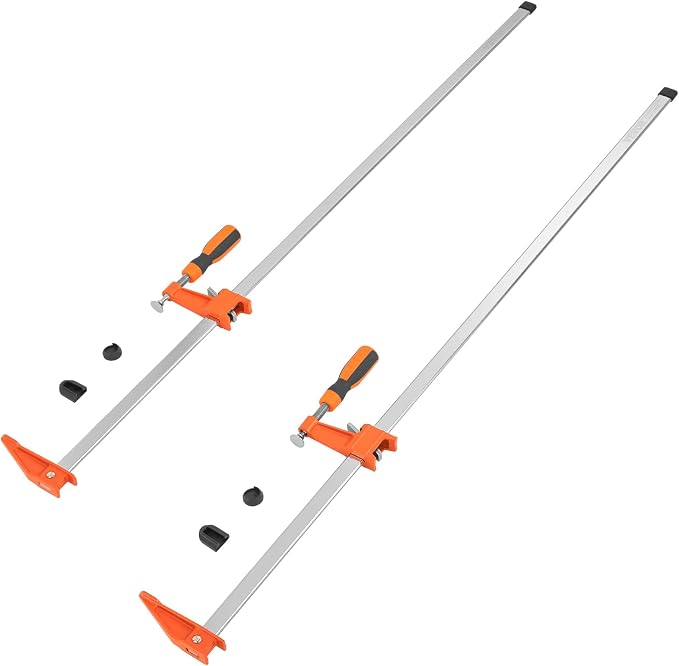 VEVOR Bar Clamps for Woodworking, 2-Pack 36" Clamp, Quick-Change F Clamp with 600 lbs Load Limit, 2.5" Throat Depth, Cast Iron and Carbon Steel, Wood Clamps for Woodworking Metal Working