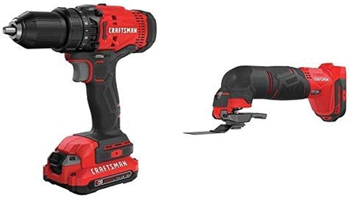 CRAFTSMAN V20 Cordless Drill/Driver Kit with Oscillating Tool (CMCD700C1 & CMCE500B)
