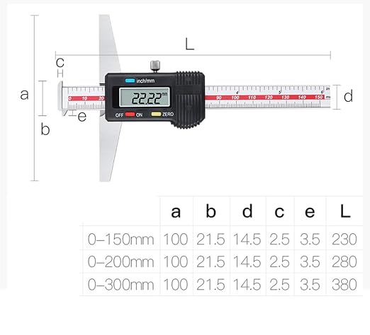 Depth Gauge Vernier Caliper 0-150mm 0-200mm,0-300mm (Digital 150mm(Double-Hook))