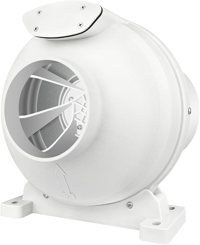4 Inch Radon Fan, Quiet 2 Speed 260/188CFM Radon Mitigation System Inline Duct Fan IP67 Waterproof, High Airflow Exhaust Fan for Indoor Outdoor Air Ventilation