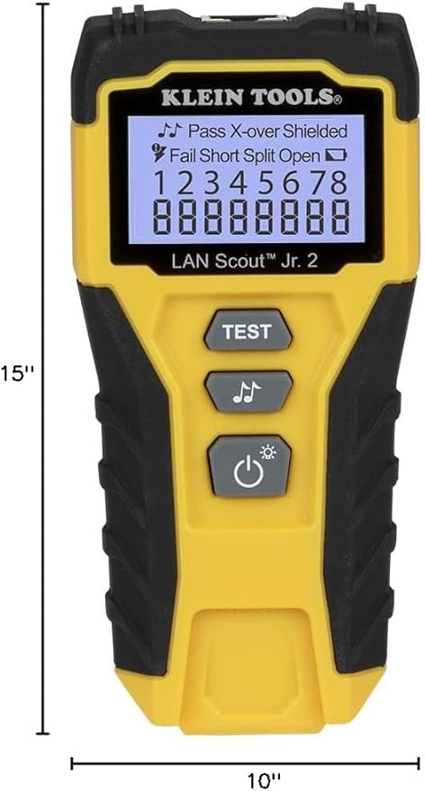 Klein Tools 80072 RJ45 Cable Tester Kit with LAN Scout Jr. 2, Coax Crimper / Stripper / Cutter Tool and 50-Pack Pass-Thru Modular Data Plugs