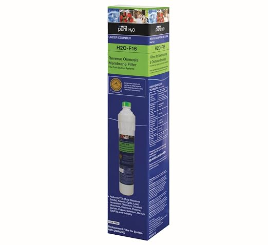 Watts Premier H2O-F16 Pure H2O 50 GPD (Gallons Per Day) RO (Reverse Osmosis) Semi-Permeable Membrane Filter Replacement for H2O-DWUF300 Under Counter Water Filtration Systems, Push Button Design