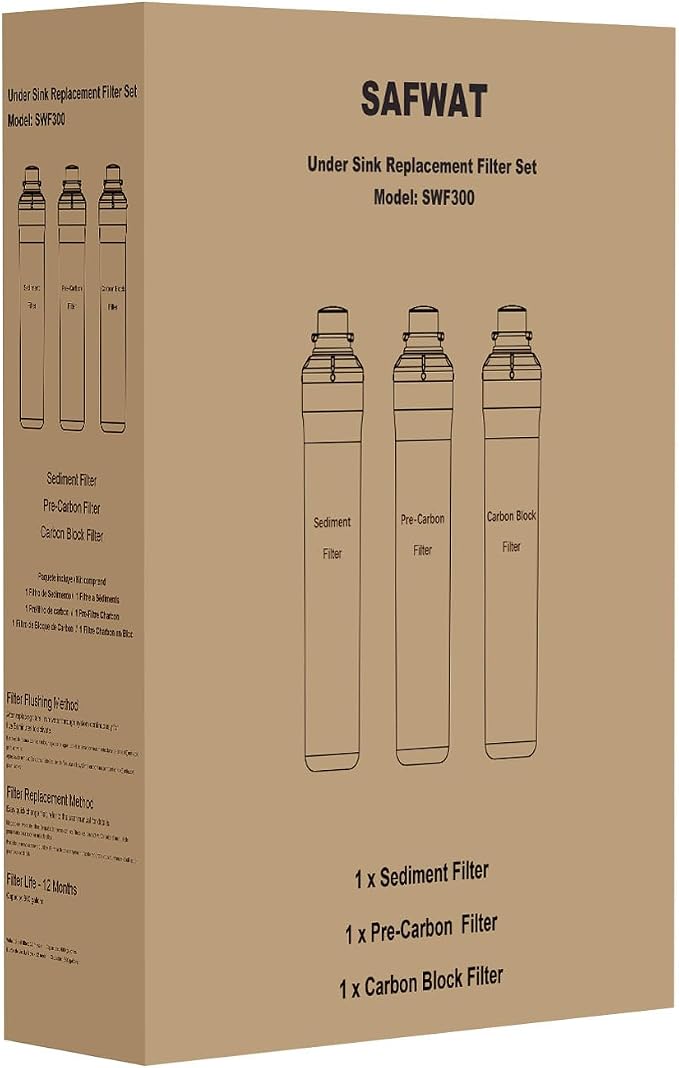 SAFWAT SWF300 Compatible with Brondell H2O+ Coral UC300 System, Replacement for UF-35 Water Filters