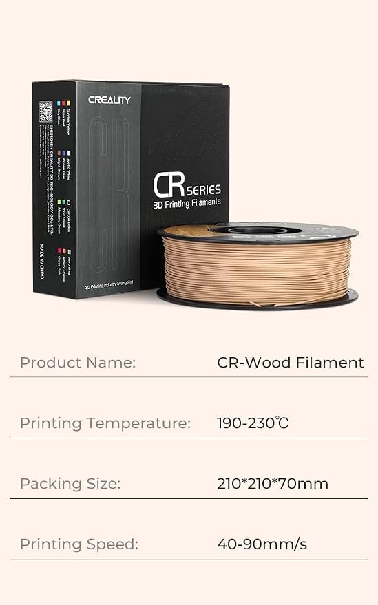 Creality Wood Filament PLA 1.75 mm, Smooth Silk Texture, 1kg(2.2lbs)/Spool for 3D Printer