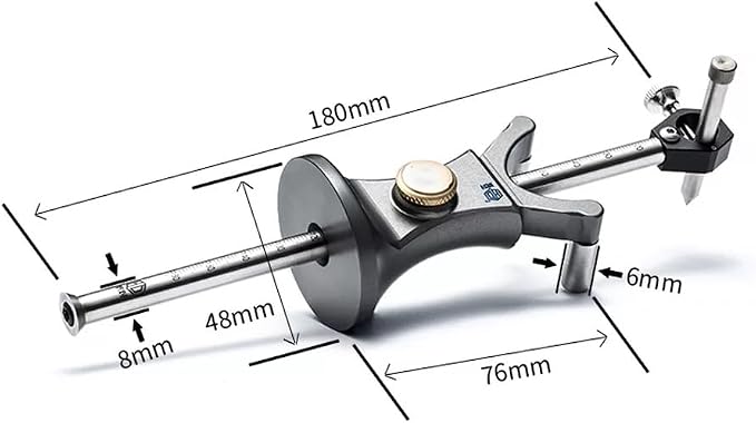 HONGDUI Wheel Marking Gauge, 0-5.7" (0-145mm) Adjustable Wood Scribe Tool, Precision Parallel Line Scriber for Woodworking