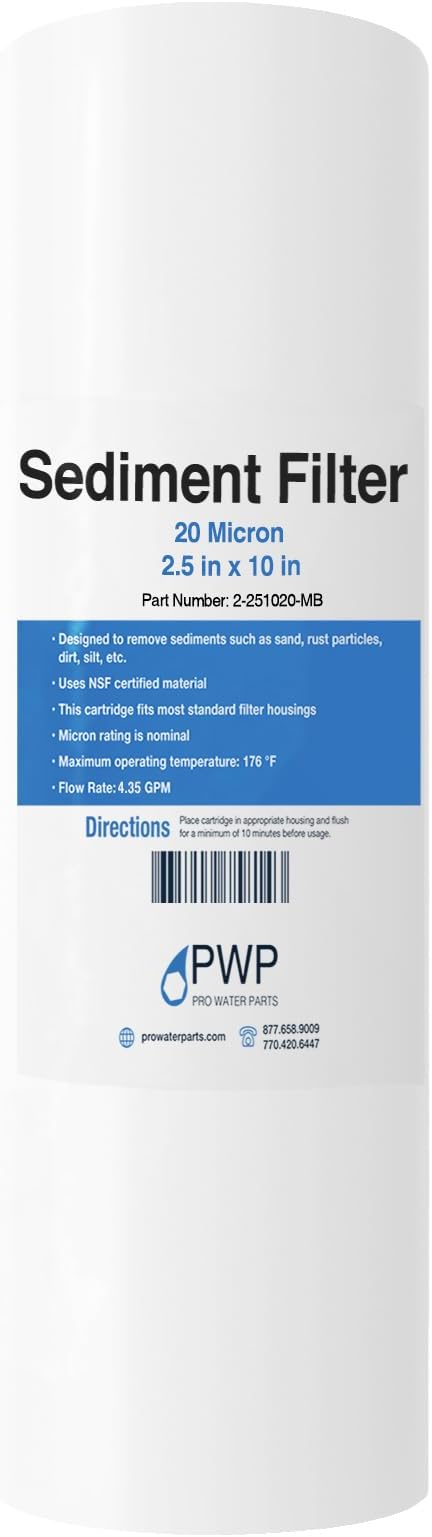 Sediment Water Filter Melt Blown Polypropylene10x2.5 Standard 10 Micron 25 Pack