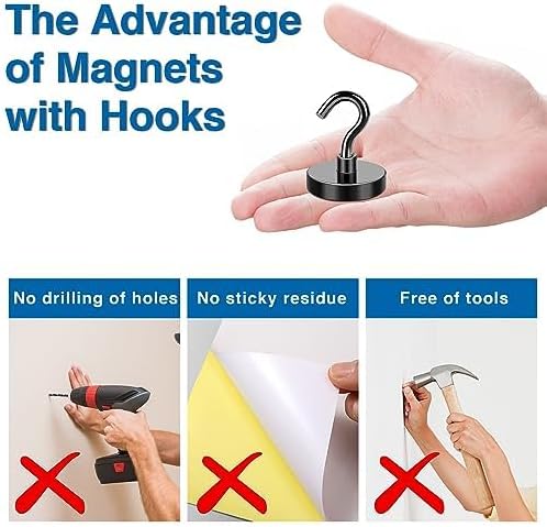 LOVIMAG Magnetic Hooks, Cruise Essentials 2026, 12 Pack-30LBS | Heavy Duty Strong Magnet Hook for Cruise Cabin, Refrigerator Fridge, Ship, Classroom, Kitchen Grills, Black