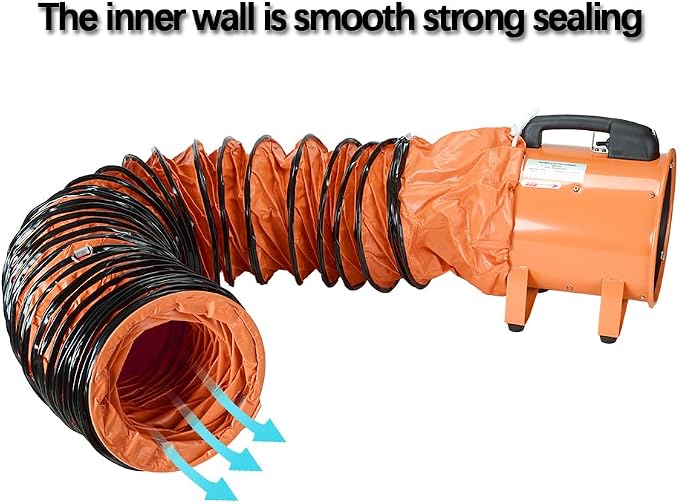 16FT Ducting Hose PVC Flexible Duct Hosing with Adjustable Rope for 14inch Utility Blower Ventilation Fan Exhaust Fan (14inx16ft)