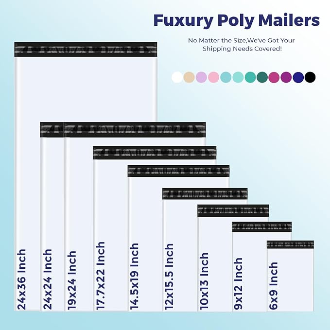 Fuxury Poly Mailers 10x13 Inch 100 Pack,Shipping Bags for Clothing,White | Strong Adhesive Mailing Envelopes,Heavy Duty Self Seal Plastic Postal Return Packaging Bags for Books Accessories Business