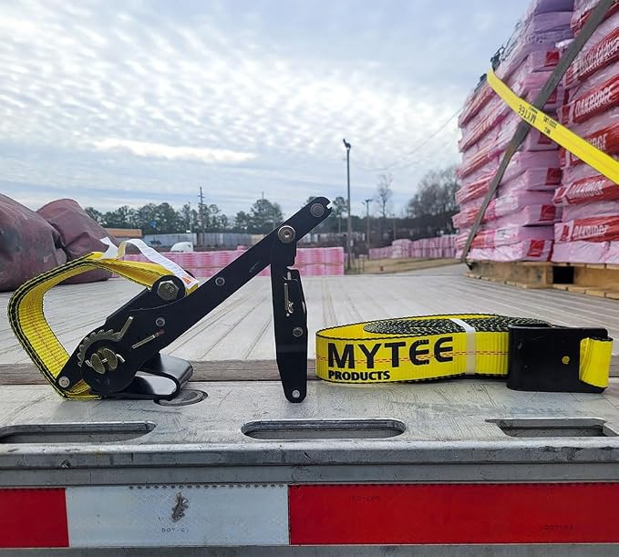 Mytee Products 4 Pack 2" x30' Ratchet Tie-Down Straps with Flat Hooks - 10,000 Lbs Breaking Strength - Tie Down Large Handle and Ratchet Straps for Flatbed, Truck, Trailers Pickup Farm