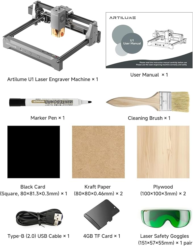 U1 Laser Engraver & Cutter Machine with 200x150mm Area,LightBurn Compatible,7000mW 0.01mm Precision for Wood Metal Acrylic Leather,with WiFi & APP, Ideal for DIY Crafts & Small Business