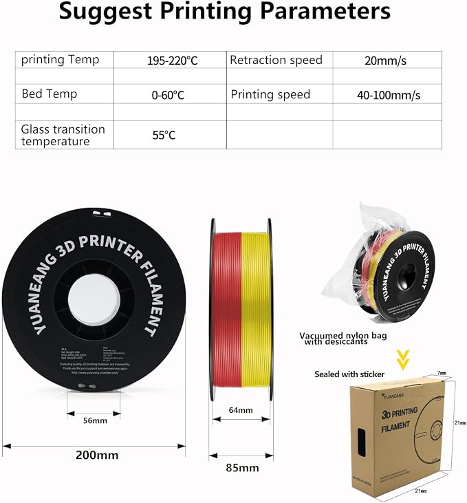 Silk Triple-Color PLA Filament 1.75mm Red-Yellow-Blue | ±0.03mm Precision, 1kg Spool (2.2 lbs), Glossy Multi-Tone Gradient, Neatly Wound, Compatible with Most 3D Printers