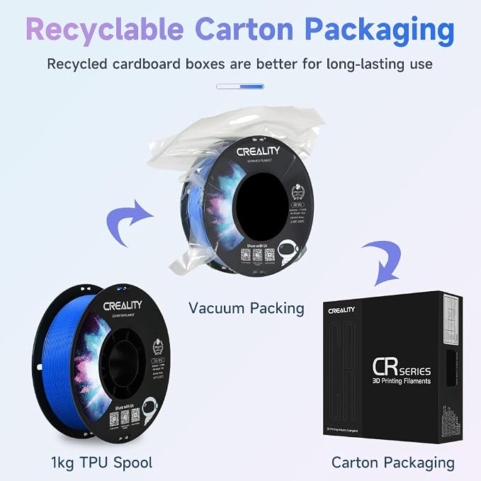 Official Creality TPU Filament, Flexible 3D Printer Filament 1.75mm, 95A Shore High Hardness & Resilience, Dimensional Accuracy +/- 0.03 mm for Most FDM 3D Printers