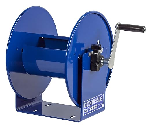 Coxreels Hand-Crank Steel Electrical Cord Storage Reel, Blue,Model# 112Y-8, 80'