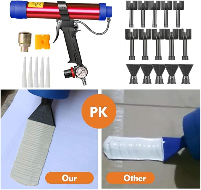 Shkalacar Glass Glue Gun, Adjustable Pneumatic Air Rubber Gun Tool 310ml Hard Glue Sealant Applicator Caulking Gun Tool, Windows Repair Instrument Hard Glue Sealant Applicator Caulking