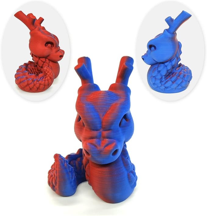 Reprapper Dual Color Filament Fillamentum pla 1.75 Multicolor 1.75mm for 3D Printer, Color Change Filament PLA, 2.2lbs (1kg), Matte PLA Red & Blue