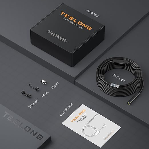 Teslong 50FT USB C Borescope Camera with Light for iPhone 15/16/17 Android | 15m DIY Scope Camera for Sewer Drain Pipe Inspection, 8 LED Lights, IP67 Waterproof, 1.0MP HD Endoscope, Flexible Snake Cable