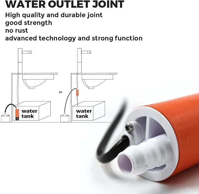 SEAFLO 280 GPH Submersible Inline Pump - 12V, Portable Transfer Pump for Diesel/Fresh Seawater, 23 ft Head, 16 ft Leads with Clips, 1/2 in Outlet, Marine RV, 4 Year Warranty