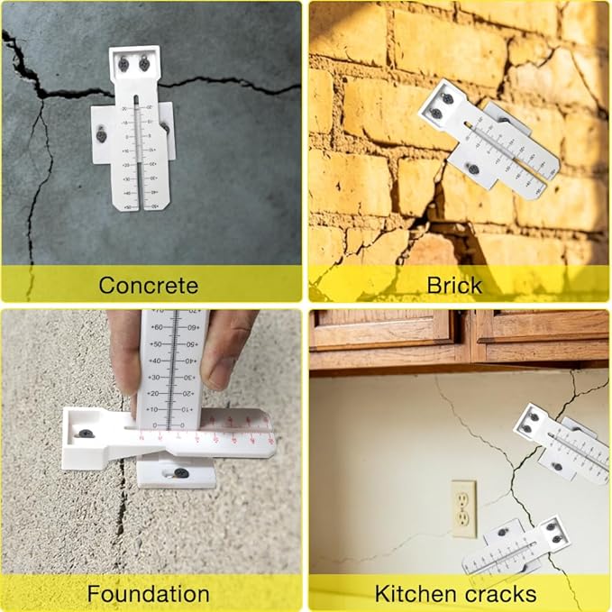 Crack Monitor, Crack Monitoring Gauge, Crack Gauge – Measuring Tool for Concrete Wall Deformation, Brick Crack, Foundation Monitoring – Durable ABS, Waterproof & Sun-Protected(2PCS)