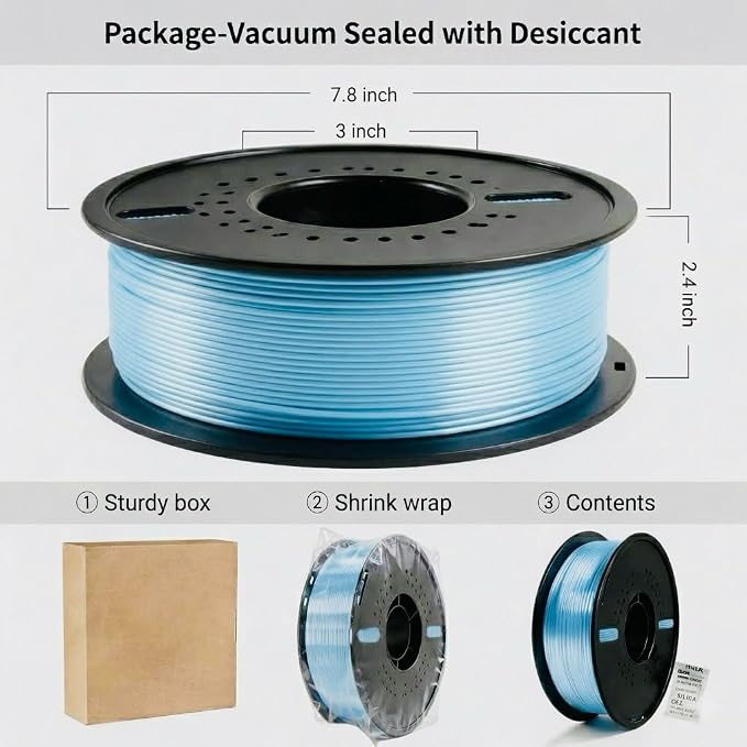 Silk PLA 3D Printing Filament 1.75mm Filajoy3D 3D Printing Filament 1KG, Dimensional Accuracy ±0.03mm, Compatible with Most FDM 3D Printers, Blue