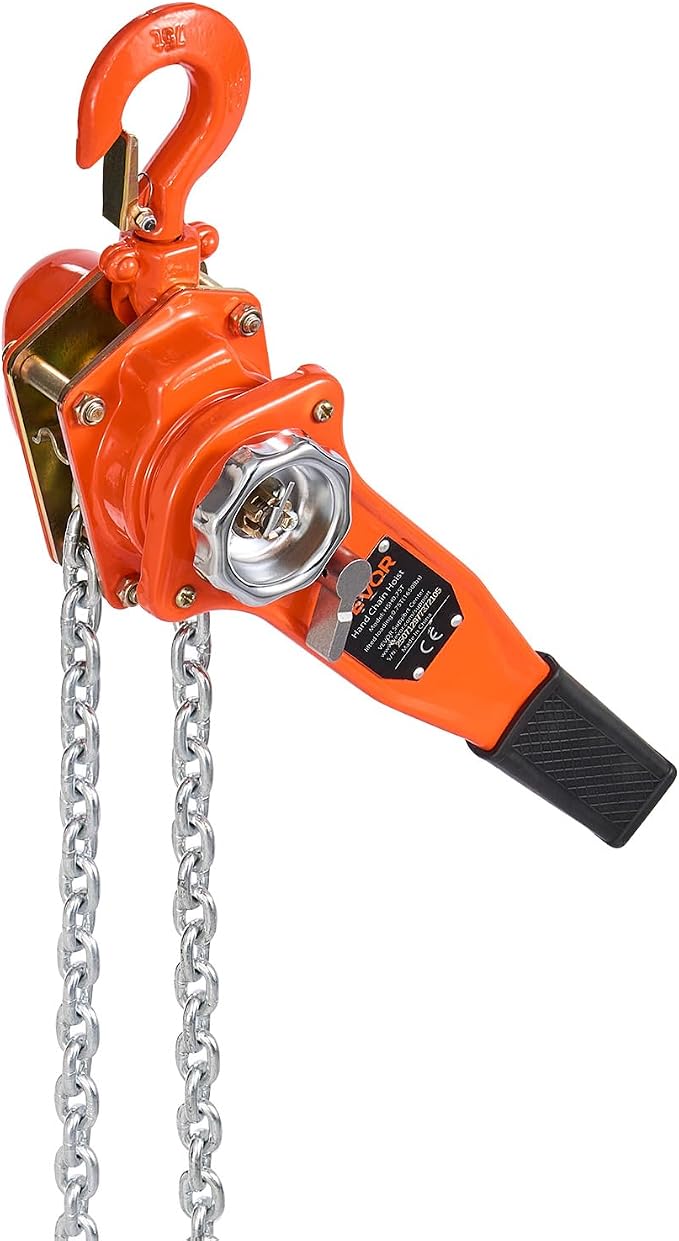 VEVOR Manual Lever Chain Hoist, 3/4T 1650LBS Capacity Heavy Duty Come Along, 20FT Lift G80 Alloy Steel Chain with Dual Pawl Mechanical Brake,360°Rotating Hooks, for Warehouse Construction Garage