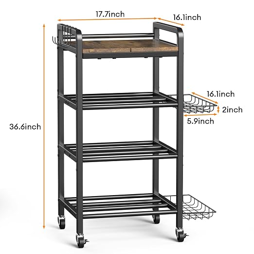 3D Printer Filament Storage Rack- 4 Tiers Filament Spool Holder, Heavy Duty 3D Printing Stand Filament Organizer with 360° Wheels, Metal Filament Stand Shelf for PLA/ABS/TPU/Nylon (Black)