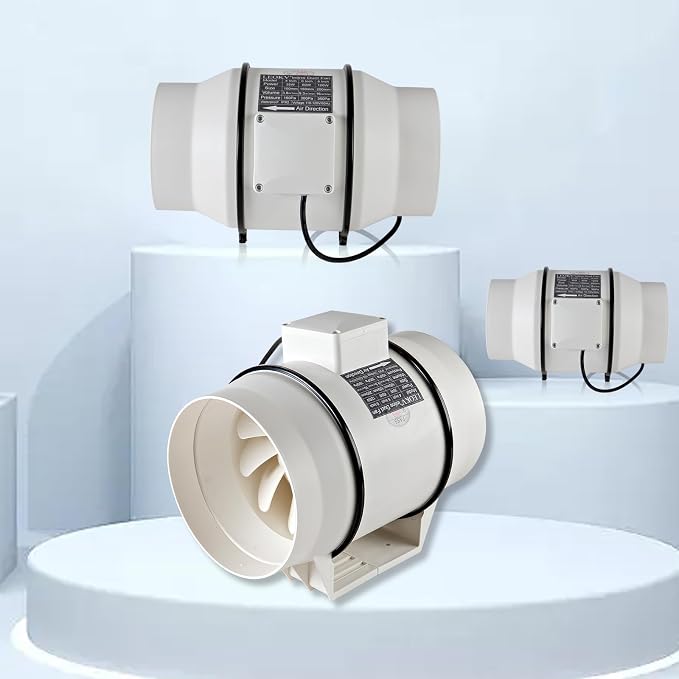 8Inch Exhaust fan Pipeline booster fan Inline duct fan 740 CFM Efficiency Air Fan for Duct Vent Bathroom, Kitchen, Grow Tent,Hydroponics,The wind is very strong.All-copper wire motors are more durable