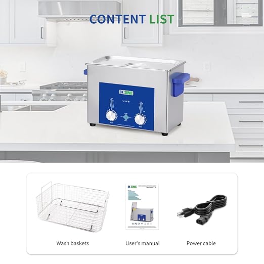 DK SONIC Industrial Ultrasonic Cleaner 4L,120W Commercial Ultrasonic Jewelry Cleaner with Encoded Timer, Heater& Basket, Multi-Application for Jewelry, Glasses, Chains, Watches
