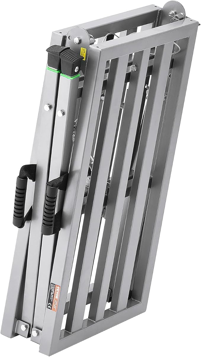 VEVOR Work Platform, 55"x 15" Portable Scaffolding Platform, Folding Steel Step Ladder Adjustable Height 27.5”-45.3”, 800 lbs Load Capacity, Non-Slip Drywall Painting Stool for Cleaning &Washing