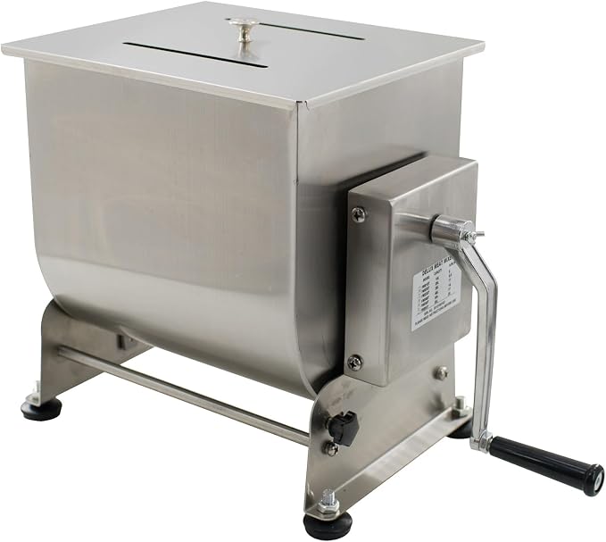 CLIVIA Manual Meat Mixer, 60 Pound Meat Mixer for Sausage, 60lbs Capacity Tilt Tank Sausage Mixer, Stainless Steel Commercial Food Processer for Meat, Vegetable, Burger, Dumplings
