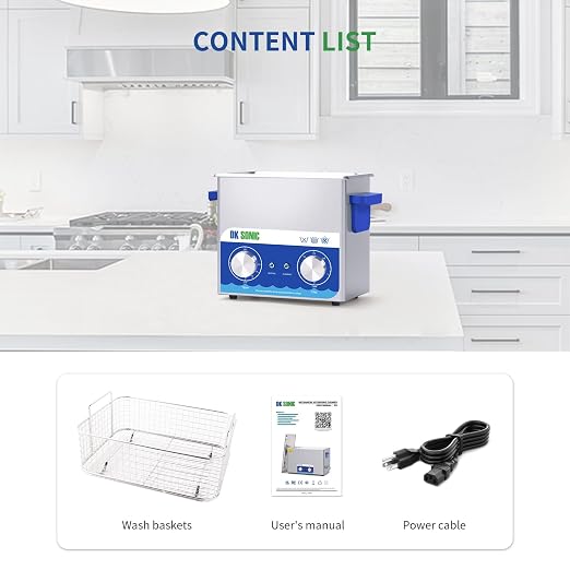DK SONIC Ultrasonic Cleaner,3L 120W Ultrasonic Jewelry Cleaner with Heater& Mechanical Timer,Sonic Cleaner for Cleaning Jewelry,Eyeglasses,Coins(Include Basket)