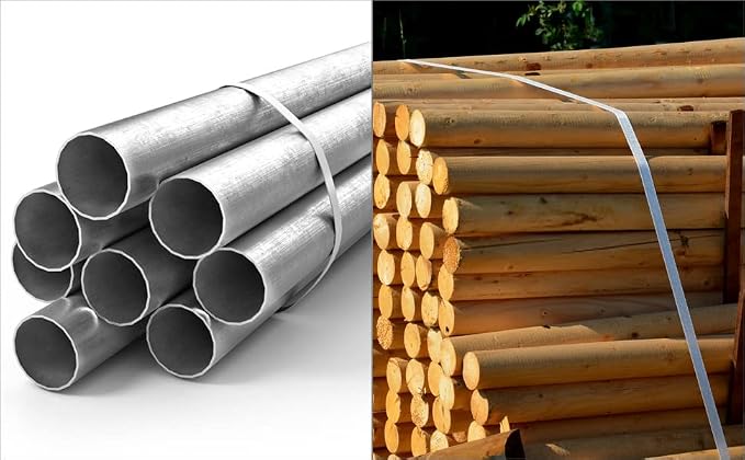 QWORK 3/4" x 1640' Woven Cord Strapping Roll, Heavy Duty Polyethylene Braided Rope Strap Roll, 1830 lb Strong Break Strength 6" x 3" Core, Strength and Flexibility, White