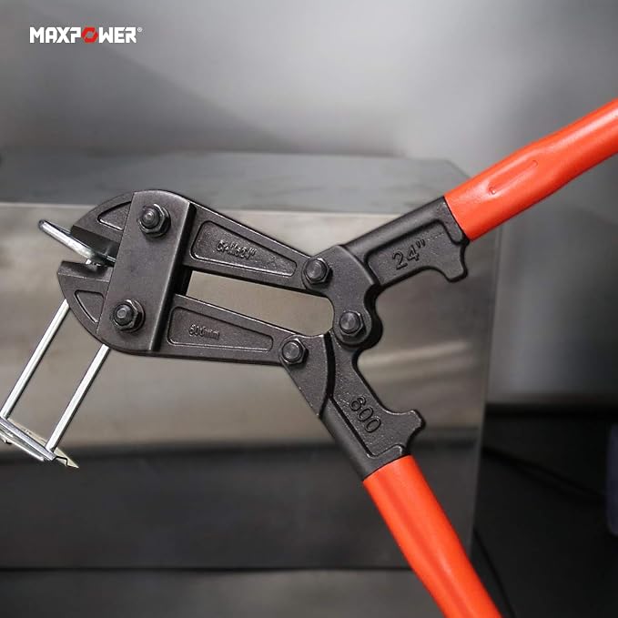 MAXPOWER Bolt Cutter 24 inch, Heavy Duty Bolt Cutters for Locks, Soft Metal, Rivets and Chains, Drop forged Cr-Mo Steel Jaws, Non-slip Rubber Handle