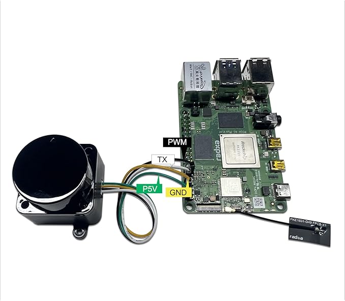 WayPonDEV FHL-LD19 360 Degree 2D Lidar Distance Sensor Kit, 10Hz Scan Rate and 12m Distance Lidar Scanner Module for Smart Obstacle/Robot/Maker Education Indoor/Outdoor