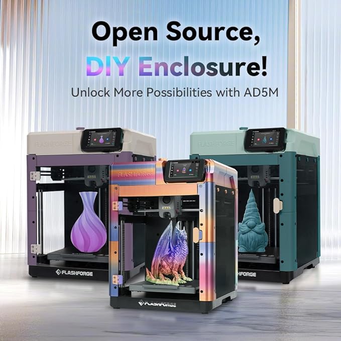 FLASHFORGE Adventurer 5M 3D Printer Enclosure Kit,3D Printer Enclosure Safer and Quieter Cover Protection,DIY Design for AD5M 3D Printer Unlock High Temperature Filament Like ABS,ASA and PC (AD5M)