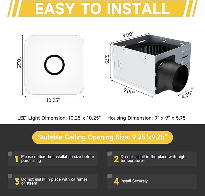 OFANKU 2-in-1 Bathroom Exhaust Fan with Light, 32W Quiet Vent Fan - 130 CFM & 1.5 Sones, 1200lm LED Light - 3000K/4000K/5000K Adjustable, Easy to Install, Bathroom Fans for Home, Bath, Hotel, Etc.