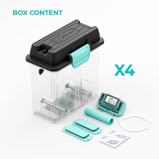 Polymaker PolyDryer 4-Pack Filament Storage Box Only (No Dock), Airtight Moisture Proof 3D Printer Spool Holder with Hygrometer for 1kg PLA PETG ABS TPU Nylon, Print Without Breaking Seal