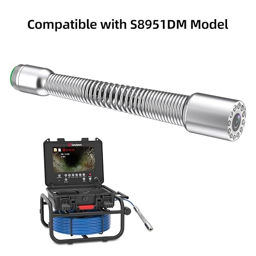 Sanyipace Sewer Camera Probe, 1080P Resolution, 23mm/0.9in Drain Camera Probe, 12pcs LED Lights, IP68 Waterproof, Sewer Camera Accessories, Plumbing Tools (Model: S8951DM)